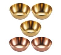 VERDANVERSE 5 pièces Set de Petits Bols Ronds Acier Inoxydable pour Sauce Soja et Condiments Assiettes à Épices Dorées et Rose de Table Polyvalente pour Maison et Restauration