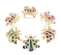 VERDANVERSE 6 Pièces Broche Ladybug Cristal Lot de Épingle Insecte Décorative Étincelante pour Robes Broche Mode Originale Résistante Métal pour Femme