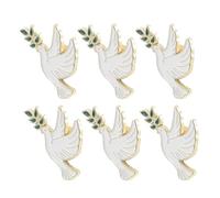 VERDANVERSE 6 Pièces Épingle Oiseau Blanc en Alliage de Zinc Légère et Décorative avec Branche D'olivier, Symbole de Paix Élégant pour Paquet et Présents