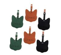 VERDANVERSE 6 Pièces Lot de Étiquettes Bagages Chat PU Design Ajustable Légères et Durables Identifiants Valise pour Garçon Fille Femmes Hommes pour Voyage