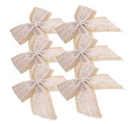 VERDANVERSE 6 Pièces Lot de Gros Nœuds Décoratifs Toile de Jute et Dentelle Nœuds Rustiques Faits Main pour Décoration de Mariage et Bricolage