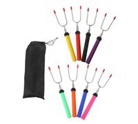 VERDANVERSE 8 pièces Lot de Fourchettes de Barbecue Extensibles Acier Inoxydable Rotatives avec Poignée Antidérapante et de Rangement pour Camping et Grillades Famille