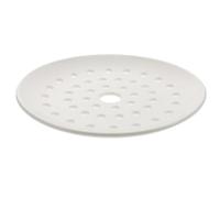 VERDANVERSE Assiette D'égouttage Ronde en Céramique Blanche 18 Cm, Plaque Vapeur Perforée à 18 Trous pour Cuisson Vapeur, Ustensile Cuisine Pratique pour Raviolis et Dim Sum