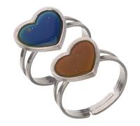 VERDANVERSE Bague D'humeur Réglable en Métal Sécurisé Changeant de Couleur Cœur, Lot de 2, Femmes et Adolescentes, Bagues Ajustables Porte-temps et Émotions, Mode Bohème