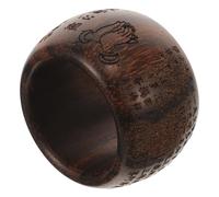 VERDANVERSE Bague en Bois de Pouce pour Homme et Femme Style Bouddhiste Motif Tigre Gravure du Texte Sacré de la Sagesse Bijou Vintage en Bois Naturel Accessoire Élégant et Spirituel