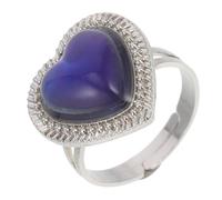 VERDANVERSE Bague Humeur Ajustable Forme de Cœur Changement de Couleur Sensible Température Élément Rétro pour Femmes Effet Poli Unique Adaptable