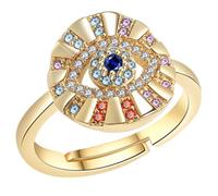 VERDANVERSE Bague Œil Maléfique Ajustable en Cuivre Doré pour Femme, Élégante et Décorative, Soirées et Assortie à Toutes les Tenues