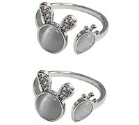 VERDANVERSE Bague Lapin Ajustable en Pierre Chatoyante 2 Pièces, Anneaux Ouverts pour Femmes, Bagues Bijoux Mode, Taille Unique, Présent Quotidien et Original