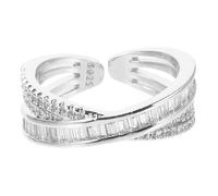 VERDANVERSE Bague Ouverte Femme Ajustable Bague Géométrique avec Strass Bijou pour Fille Moderne