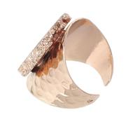 VERDANVERSE Bague Plaqué Or en Cristal Asymétrique Femme, Bijou Délicat et Chic, Finition Soignée, Décoration des Doigts pour Soirée et Événements, Taille Unique, Blanc Plaqué Or