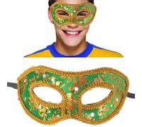 VERDANVERSE Bal Masqué pour Hommes en Plastique Vert Ajustable et Protecteur, Style Rétro pour Soirée Mardi Gras ou Halloween