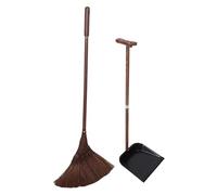 VERDANVERSE Balai et Pelle à Poussière Combinés en Bois de Palmier, Poils Souples et Épais Haute Densité, Taille 90x30 Cm 88x25 Cm, Kit de Nettoyage Antistatique pour Sols Délicats, Intérieur