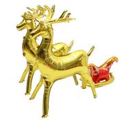 VERDANVERSE Ballon de Noël 3d en Film Aluminium Décoratif Réutilisable de Cerf et Traîneau pour Décorations de Fête de Noël, 1 Set Coloré et Unique