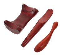 VERDANVERSE Bâton de Massage Facial en Bois Naturel 3 Pièces Outil Gua Sha pour Points D’acupuncture, Massage des Méridiens, Grattage Corps et Visage, Portable pour Détente et Bien-