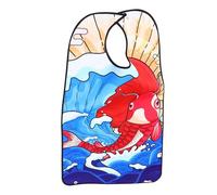 VERDANVERSE Bavoir Imperméable pour Adulte en Polyester Double Couche Taille Unique Couleur Motif Koi Serviette à Salive Lavable et Réutilisable Protection Repas pour Personnes Âgées