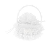 VERDANVERSE Boîte à Bague Mariage Blanche Élégante Dentelle avec Poignée Coffret Panier pour Cérémonie Fiançailles Homme Femme