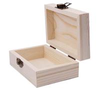 VERDANVERSE Boîte à Bijoux en Bois Rustique Boîte de Rangement Décorative en Pin Naturel Couvercle à Charnière avec Fermeture Moraillon Artisanale 15x9,5x6,5 Cm pour Mariage et Loisirs