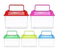 VERDANVERSE Boîte Aquarium Portable en Plastique Transparent pour Terrarium Tortue ou Vivier Poisson Couleur Lot de 5 Pièces Facile à Utiliser pour Reptiles et Poissons Couleur