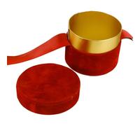 VERDANVERSE Boîte Présent Ronde en Velours Rouge Profond Nœud Décoratif Coffret D’Emballage pour Fleurs et Bouquets Saint-Valentin et Fêtes Réutilisable et Légère Fournitures D’Emballage