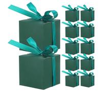 VERDANVERSE Boîtes à Friandises en Papier Kraft Vert 50 Pièces Ruban Vert, Petites Boîtes Carrées pour Bonbons, Coffrets Présents pour Mariage et Fêtes, Rangement Décoratif pour Douceurs
