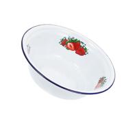 VERDANVERSE Bol Émail Profond avec Motif Fraise Saladier Vintage Antidérapant pour Soupe et Mélange Usage Maison et Restauration