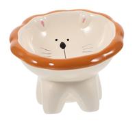 VERDANVERSE Bol en Céramique Surélevé Incliné pour Eau et Nourriture Design Lion Facile à Nettoyer Confortable pour Chats et Petits Chiens