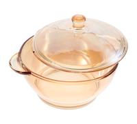 VERDANVERSE Bol en Verre Doré Double Poignée 1000ml Résistant la Chaleur Design Monobloc sans Bol à Soupe pour Four et -ondes Usage Ménager