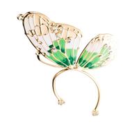 VERDANVERSE Boucle D'oreille Manchette Elfe Femme Dorée et Verte, Clip sans Perçage, Bijou Décoratif Délicat pour Cosplay et Usage Quotidien, Accessoire Costume Élégant Breloque Aile, Taille