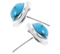VERDANVERSE Boucles D'oreilles Goujon Turquoise Bleue 8 Mm en Argenté Femme Mode Élégantes Usage Quotidien Cérémonies