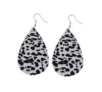 VERDANVERSE Boucles D'oreilles Pendantes Finitions Soignées et Tenue des Couleurs en Cuir Motif Vache Noire et Blanche, Forme Goutte D'eau Accessoires Chic pour Femmes