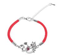 VERDANVERSE Bracelet en Corde Rouge Tressée Dragon du Zodiaque Pierre Rose Ajustable pour Femme Chanceuse Lors du Nouvel An Chinois Taille Unique
