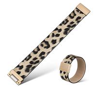VERDANVERSE Bracelet Large Cuir Imprimé Léopard Femme Manchette à Fermoir Pratique Bijou Mode Sauvage Élégant pour Poignet