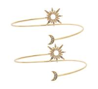 VERDANVERSE Bracelets Manchettes Ouverts Soleil et Lune Dorés en Alliage Ajustables pour Femmes, Bijoux de Bras Haut du Bras, Accessoire Élégant pour Fêtes et Voyages, Lot de 2 Pièces