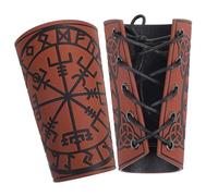 VERDANVERSE Brassards Médiévaux en Polyuréthane Souple Ajustables pour Homme, Protège-Bras Viking Cosplay Renaissance, Accessoires Médiévaux Marron 2 Pièces pour Fête Et Représentation Historique