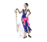 VERDANVERSE Broche Épingle à Poitrine Femme Goutte D'huile Alliage Coloré Bleu Motif Rétro Polyvalent Soirée Élégante Accessoire Taille Unique