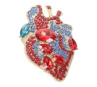 VERDANVERSE Broche Gothique Cœur Anatomique en Métal Orné de Cristaux, Épingle à Pull Vintage pour Cardigan et Châle, Clip Léger Confortable, Bijou Médical Femme Infirmière Médecin, Accessoire