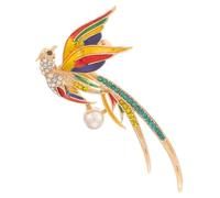 VERDANVERSE Broche Strassée Oiseau Mythique et Paon Ethnique en Métal Doré, Broche Décorative Femme, Accessoire Vêtement et Chapeau pour Soirée et Cérémonie, Taille Moyenne