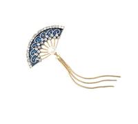 VERDANVERSE Broche Vintage Éventail pour Femme avec Pendentif à Franges Épingle de Décoration pour Vêtements et Accessoires
