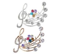 VERDANVERSE Broches et Épingles pour Femmes Note de Musique, Alliage Doré Clair et Blanc, Lot de 2, Accessoires Mode Polyvalents, Présents Anniversaire, Soirée et Mariage, Taille Moyenne