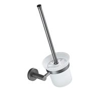 VERDANVERSE Brosse WC Murale Grise avec Support Verre Dépoli Brosse Récurante Hygiénique pour Cuvette de Toilettes Accessoires Pratiques pour Salle de Bain