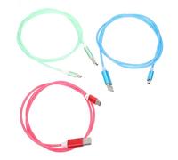 VERDANVERSE Câble USB de Charge Type-c LED Effet Lumineux, Lot de 3 Pièces, Compatible Téléphones Portables, Matériau TPE Solide, Charge Rapide, Utilisation Mobile Quotidienne, Couleurs Bleu,