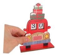 VERDANVERSE Calendrier de avec Camion Rouge Décoration de Noël et Main Bloc Compteur de Jours pour Table Cheminée et Présentoir