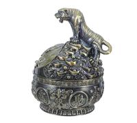 VERDANVERSE Cendrier Vintage en Fer avec Couvercle Facile à Ouvrir, Cache Cendres pour Cigare, pour Table de Salon ou Bureau, Couleur Or Rétro