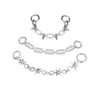 VERDANVERSE Chaînes de Chaussures Punk Décoratives en Métal, Lot 3 Pièces, Accessoires Bijoux Chaussures pour Femmes, Style Gothique, Usage Quotidien et Fêtes, Assortiment Épines, Lames et Clous