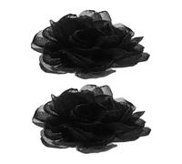 VERDANVERSE Clips Décoratifs Pour Chaussures Fleuris, Accessoires Amovibles En Tissu Uni Noir, Ornements Pour Talons Hauts Femmes, Mariage Fêtes, Lot 2 Pièces Élégants Et Interchangeables