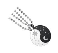 VERDANVERSE Collier Couple Pendentif Soleil et Lune Créatif Bijoux Clavicule pour Partenaires et Amoureux Noir avec Chaîne