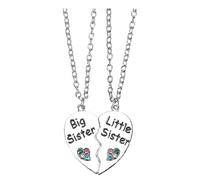 VERDANVERSE Collier d'Amitié Brodé en Alliage Pendentif Cœur Orné de Cristaux 1 Pièce Présent pour Meilleures Amies Anniversaire et Remise de Diplôme