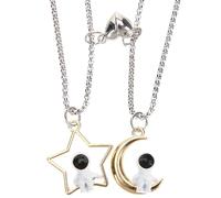 VERDANVERSE Collier D'amour pour Couples en Alliage Argenté Pendentifs Lune et Étoile, Design Assorti Délicat pour Amis Lors de Fêtes