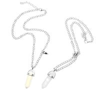 VERDANVERSE Collier en Cristal Hexagonal Magnétique, Pendentif Couple en Pierre Naturelle, Bijoux Magnétiques pour Femmes, Accessoire Élégant pour Présent Romantique, Paire Rose et Bleu