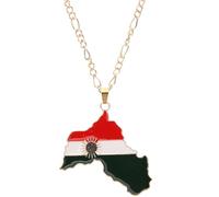 VERDANVERSE Collier Pendentif Carte du Kurdistan en Alliage Collier pour Homme et Femme Pendentif Géométrique Unique Bijou pour Fête Anniversaire et Usage Quotidien